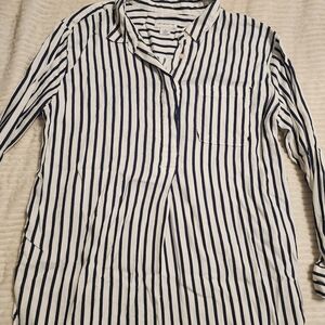 Liz Claiborne Navy and White Striped Shirt